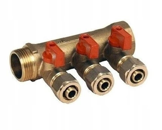 Rozdeľovač pre kúrenie - PEX 1''x16mm X3 sekcie Sekcia pre horúcu vodu