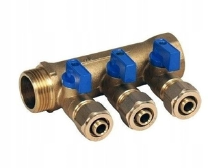 Rozdeľovač pre kúrenie - PEX 1''x16mm X3 sekcie sekcie pre studenú vodu