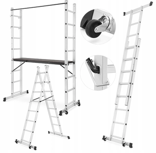 Rebrík - Hliníkové lešenie 2x8 + platforma / rebrík 3in1
