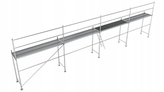 Rebrík -  Naparovacie lešenie oceľová fasáda 56m2