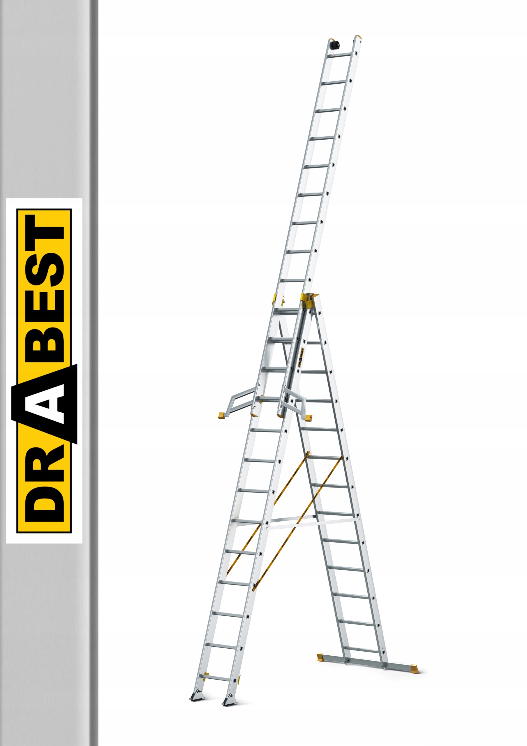 Drabest rebrík 10,07 m hliníkový 3 x 39 do 150 kg