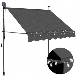 Markíza, kryt, zástena - Ručne valcovaná markíza s LED, 200 cm, antracit
