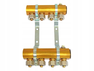 Rozdeľovač pre kúrenie - Distribútor Čo Brass 4 OBW s bradavky + armatúry