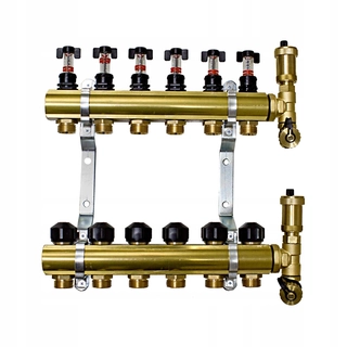 Rozdeľovač pre kúrenie - Brass Distribútor 7 Podlahové + 3/4 x 16 konektory