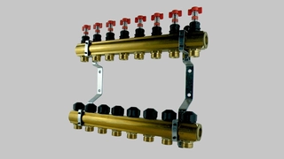 Podlahové kúrenie - Mosadz Distribútor RW-10 Rotamet + Valve Co