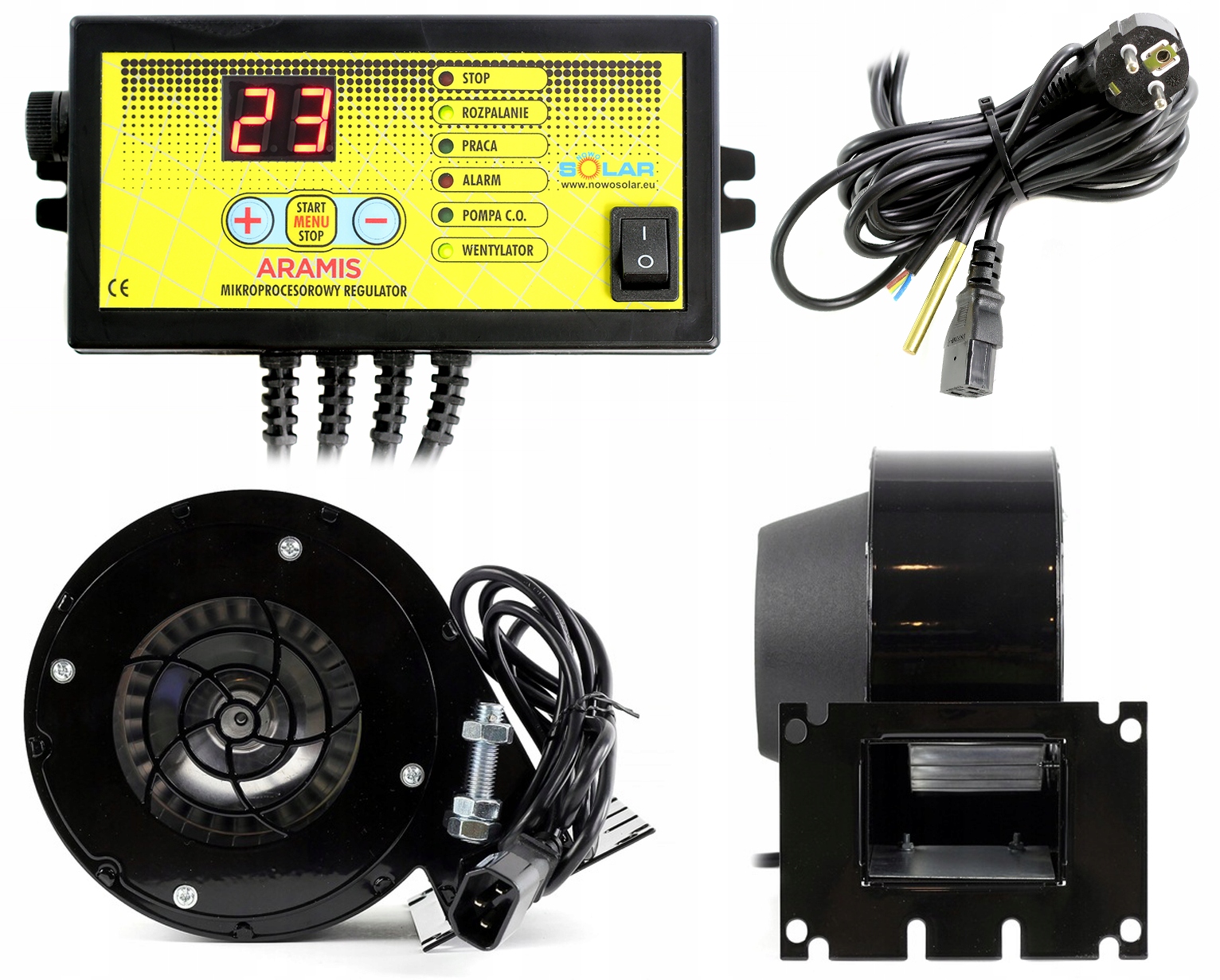 SADA OVLÁDAČA KOTLA ARAMIS + HLINÍKOVÝ VENTILÁTOR NWS-75