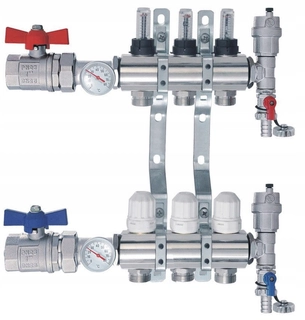Podlahové kúrenie - SANITLINE MANIFOLD vykurovacie 3 okruhy SADA