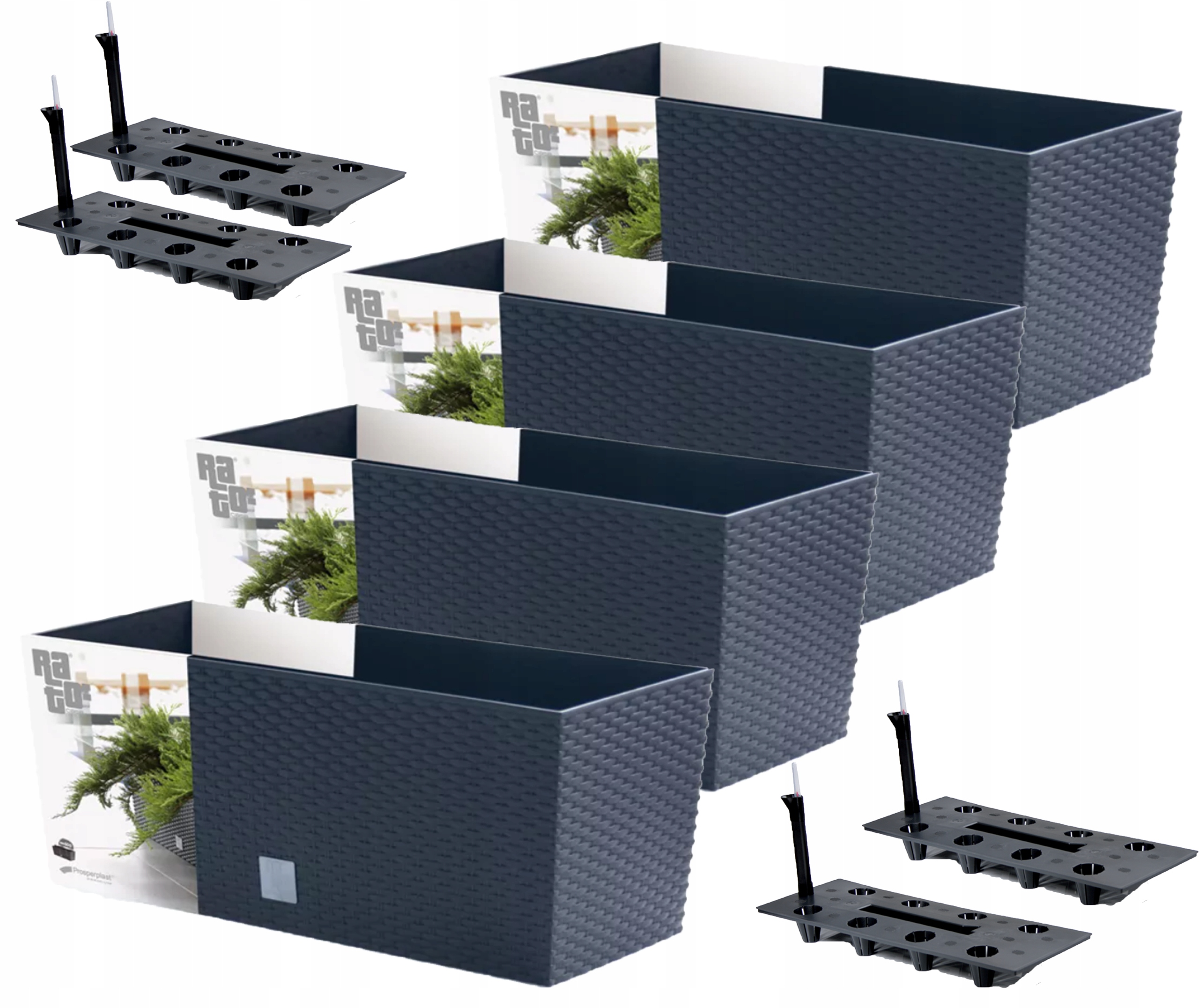SET 4X KVETINÁČ, BALKONOVÝ KVETINÁČ, RATANOVÝ BOX
