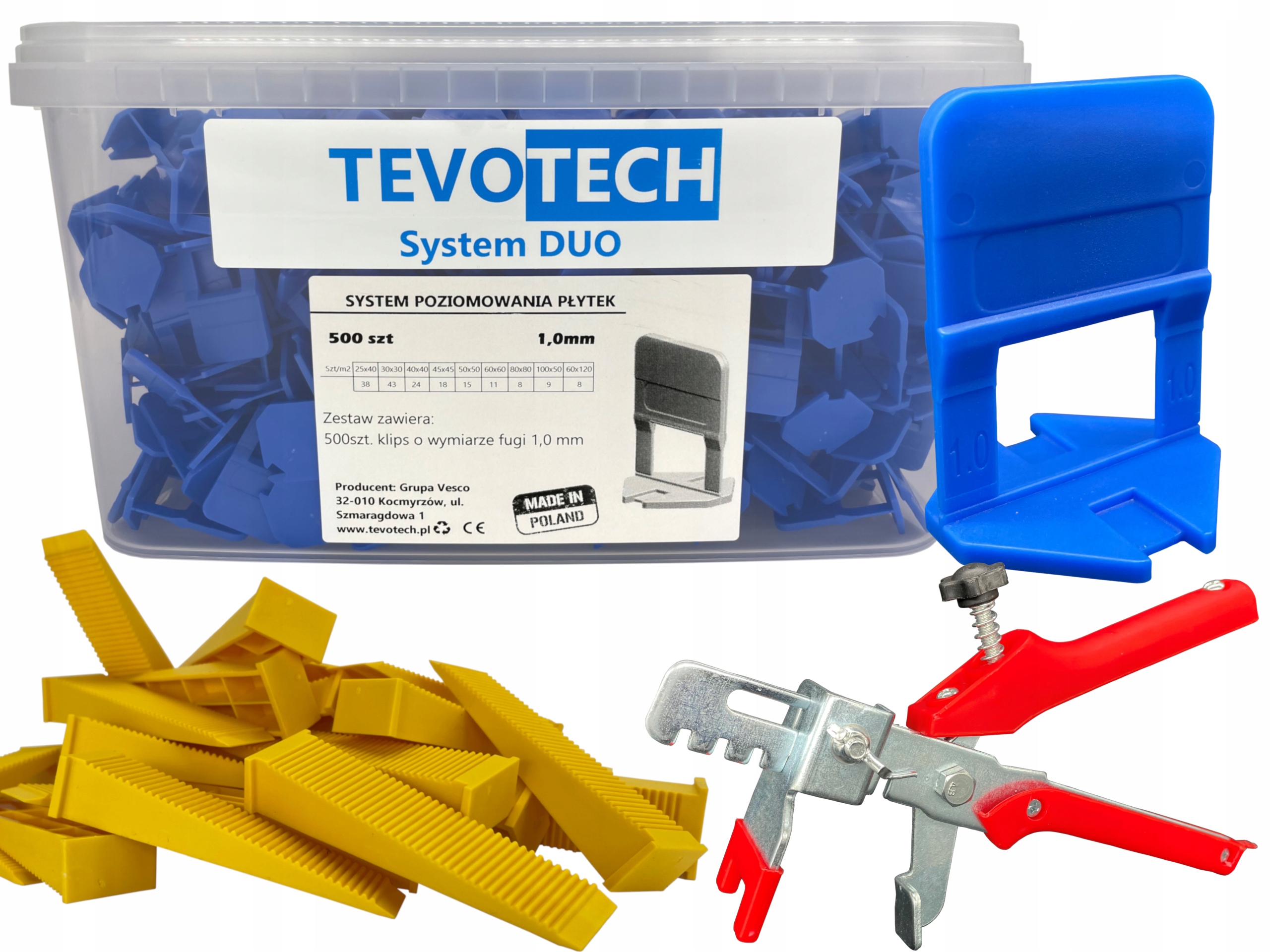TEVOTECH príchytky/spony na vyrovnávanie dlaždíc 601 ks.