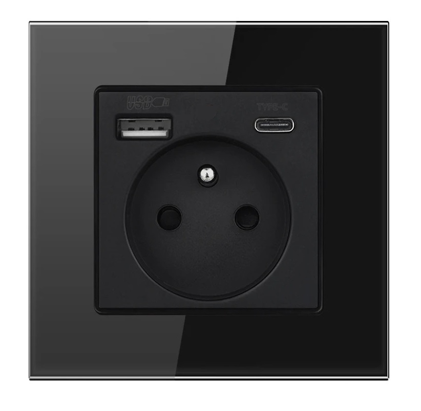 Elektrická zásuvka, nástenná USB BarON čierna