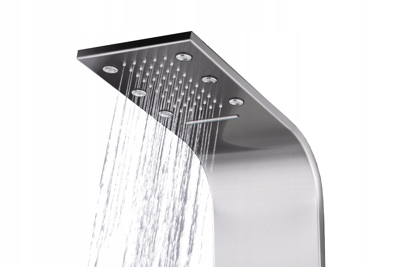 Sprchový panel Cobra ALFA s hydromasážou, strieborný termostat