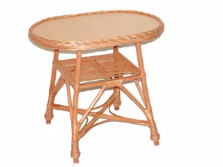 Stôl, stolík - Prútený stôl, MDF top - Oval (72 x 52 cm)