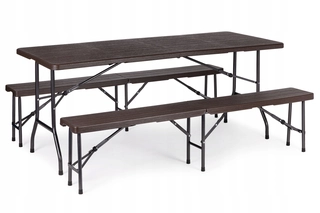 Záhradná súprava nábytku - Súprava moderného záhradného nábytku Home, plast, klasická hnedá, 3 kusy.