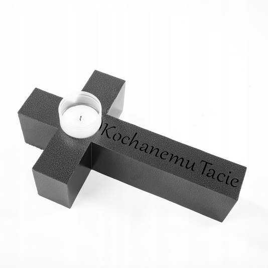 Pamätná svieca vo forme kríža s nápisom "Kochanemu Tacie"