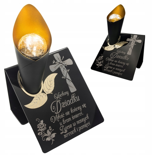 Solárny Lampión na Hrob s Možnosťou Personalizácie a Gravírovanou Podložkou