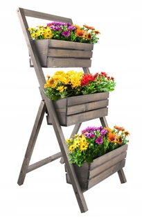 Stojan na kvety - Šedá kvetinová záložka / stojan na 3 Balconówka 45x115cm