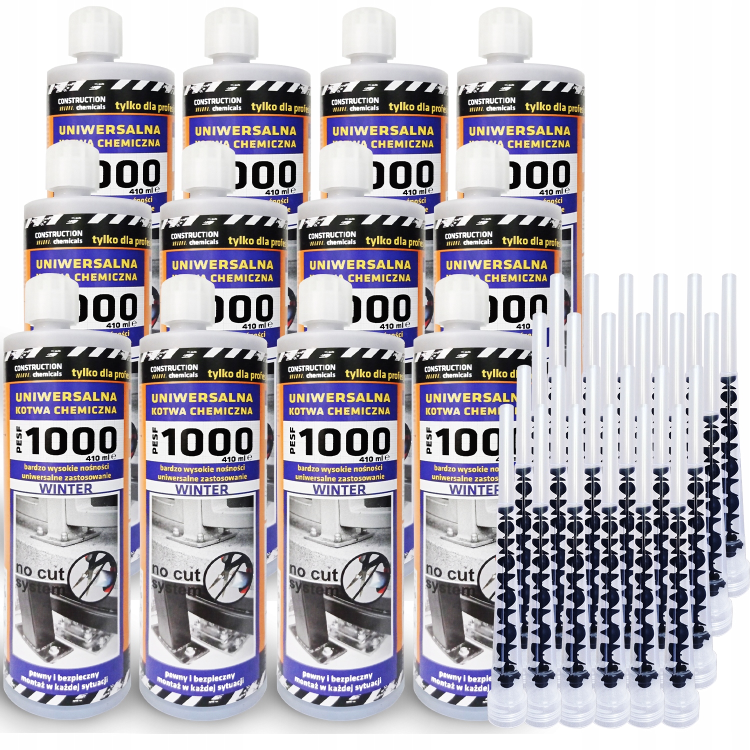 Sada 12x PESF1000 Zimná chemická kotva 410ml + príslušenstvo
