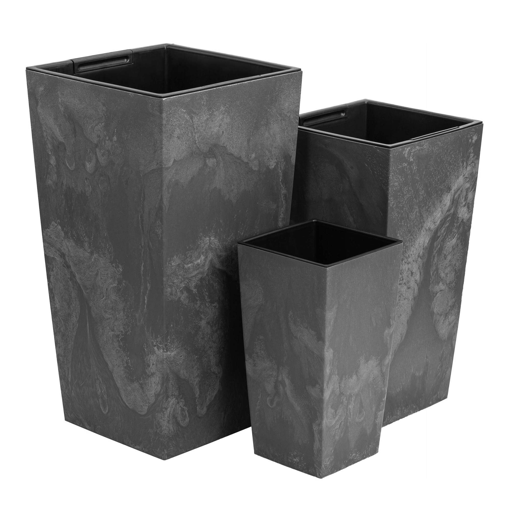 Fľašový kvetináč 22 cm x 22 x 42 cm, plast, odtiene sivej a striebornej