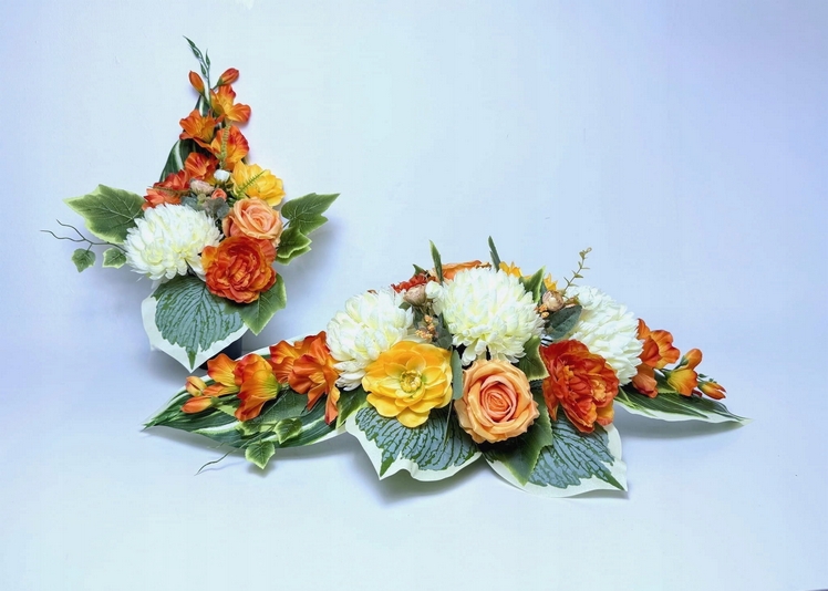 Elegantný súprava "V oranžovej" – ležiaca dekorácia a kytica do vázy