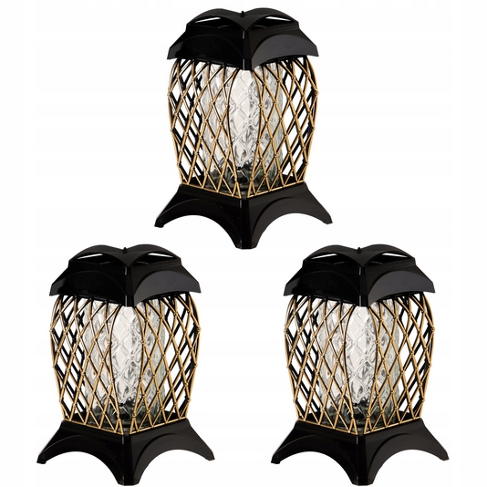 Elegantné náhrobné lampáše s kvetinovou výzdobou, 30 cm - sada troch kusov
