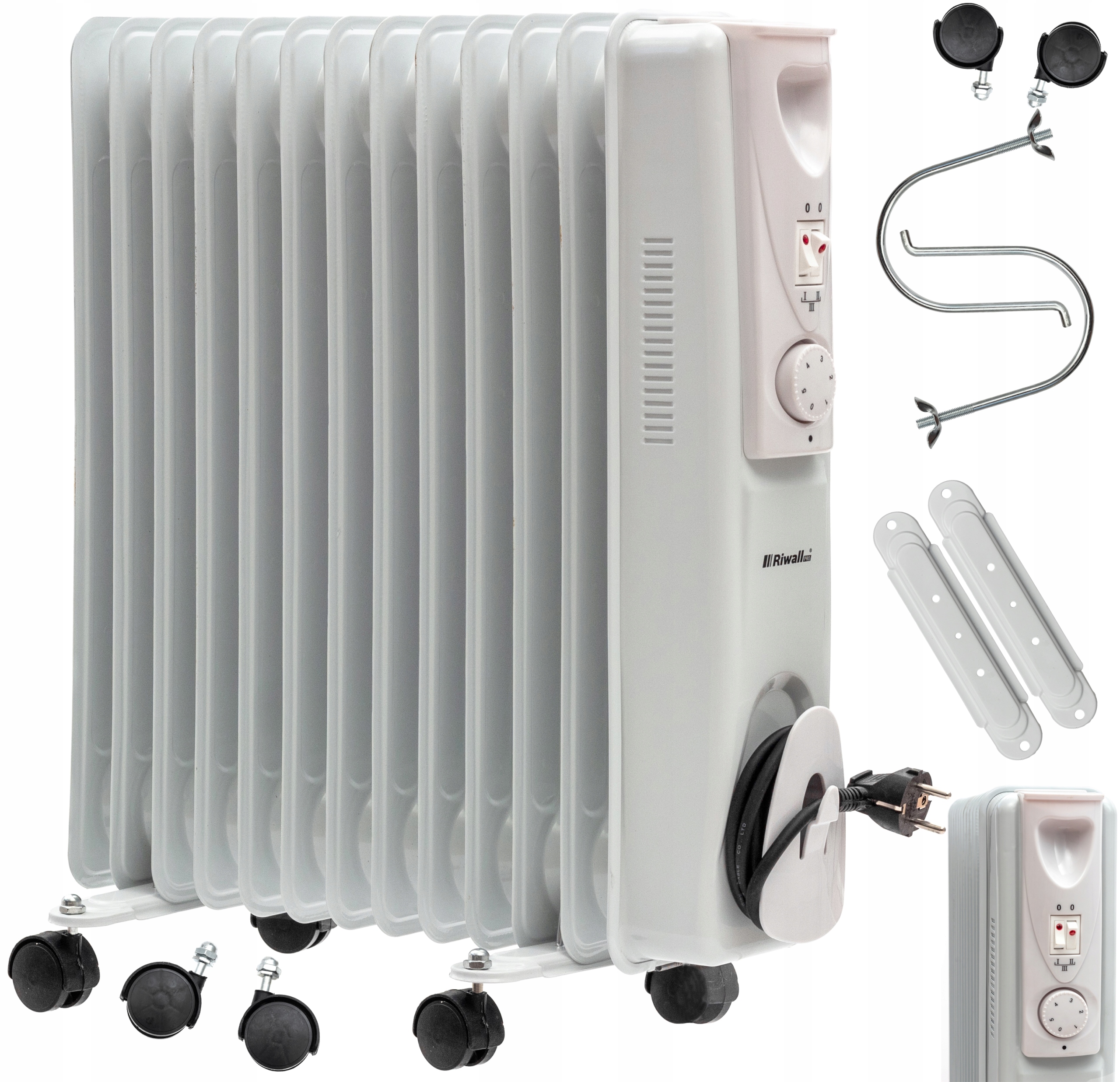 Olejový radiátor Riwall 2500 W biely, sivý