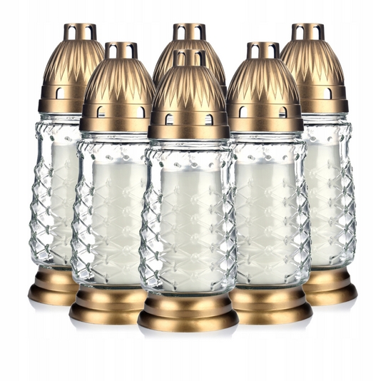 Set 6x sklenená hrobka svetlom 23x9 cm s dekoratívnymi detailmi