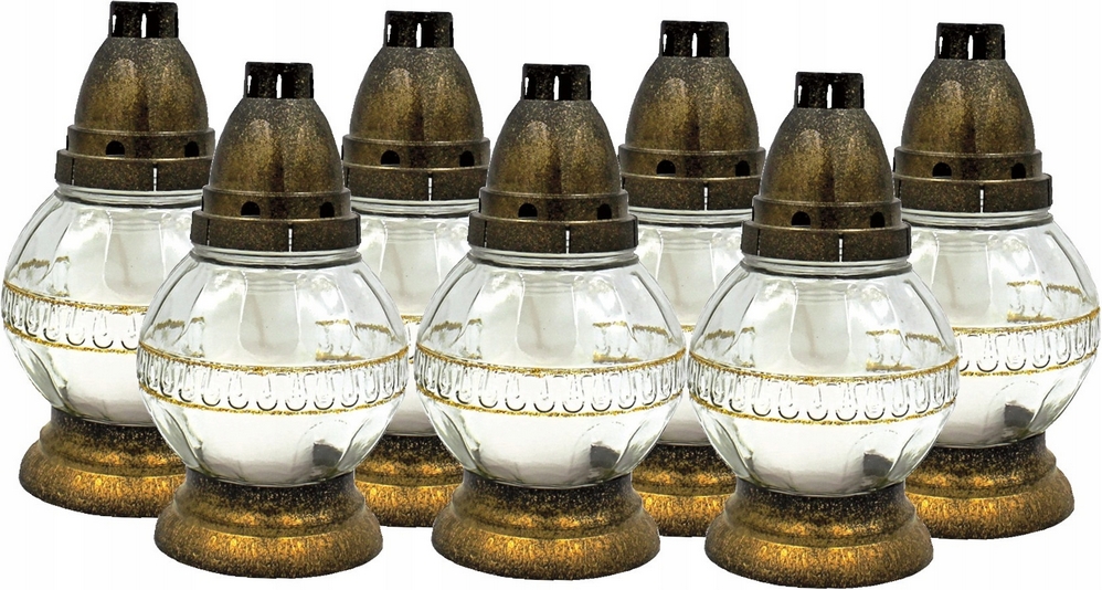 Sklenené cintorínske lampy Z-14, transparentné, 18 hodín horenia, 7 kusov