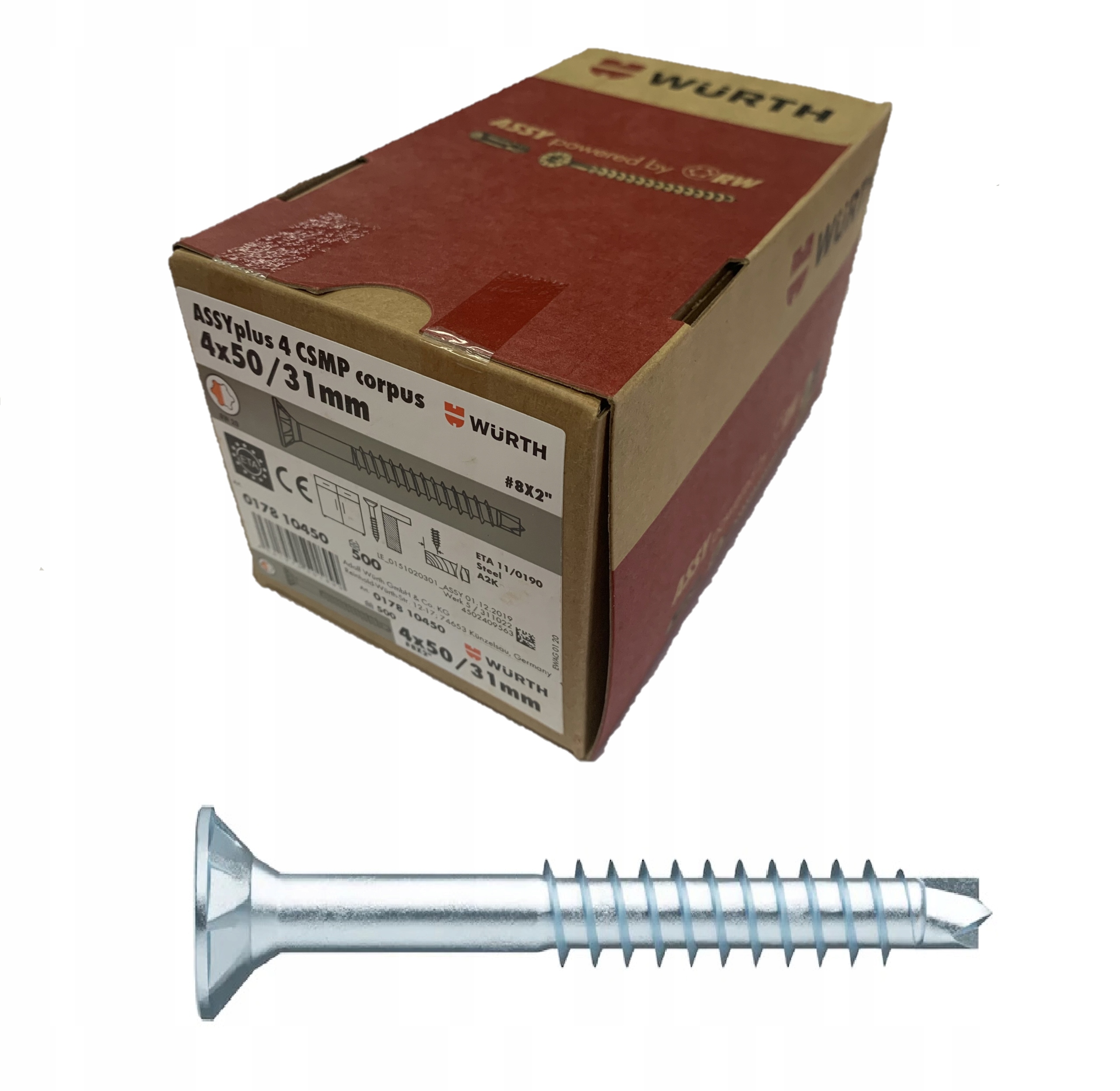 WURTH ASSY PLUS skrutka RW20-(A2K)-4X50/31 500 ks.