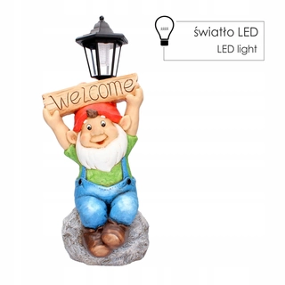 Trpaslík LED trpaslík Gnome VÍTAJTE záhradnú figúrku