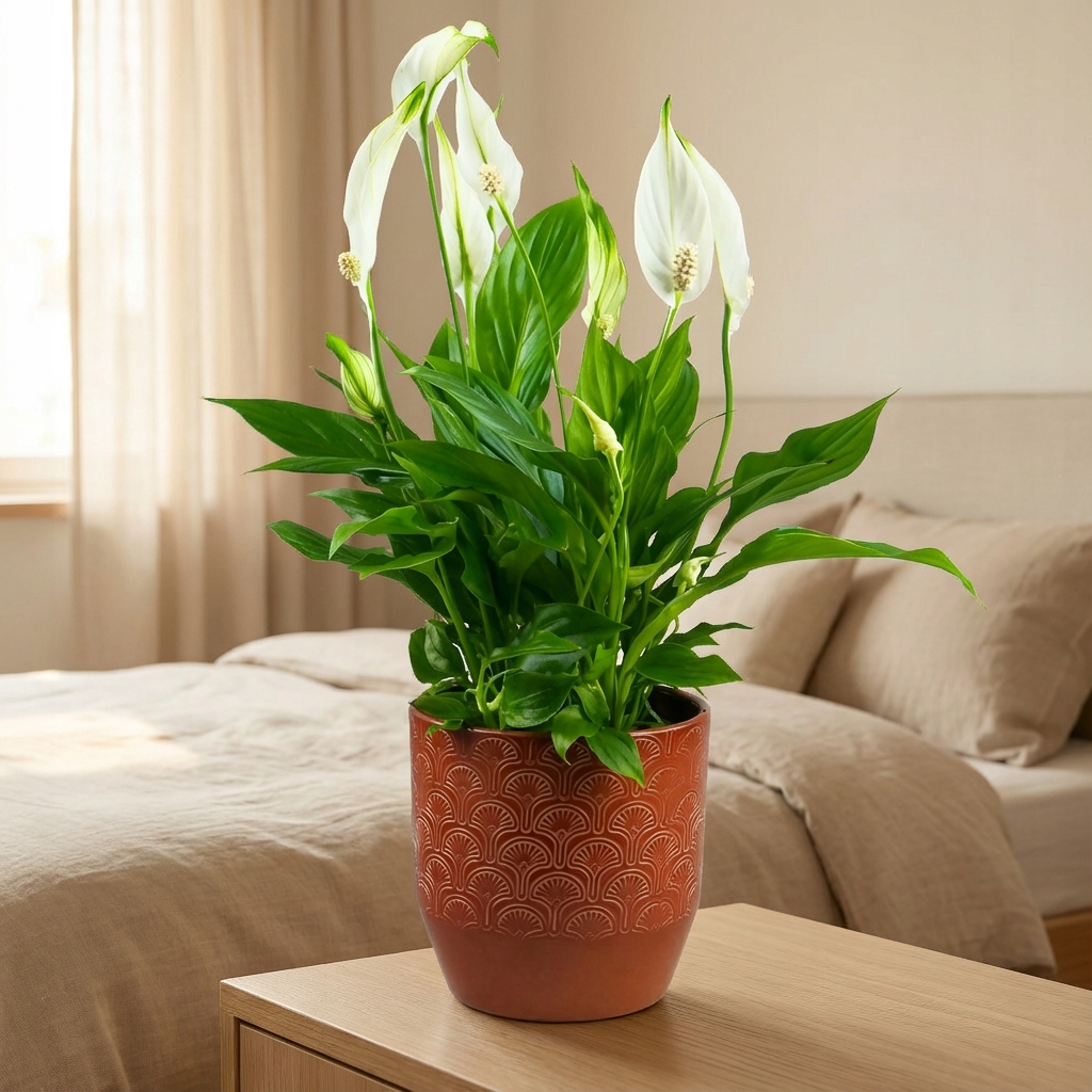 Spathiphyllum wallisii CUPIDO má biele kvety dlhé až 6 cm.