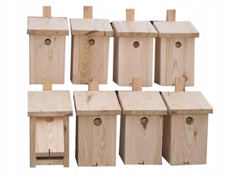 Vtáčia búdka, krmitko, domček - Box Hniezdny box, vtáčie búdky A A1, sada 8