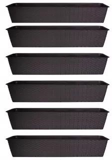 Balkónový kvetináč - Ratolla balkónový box 80cm HNEDÝ + STOJAN 6 ks