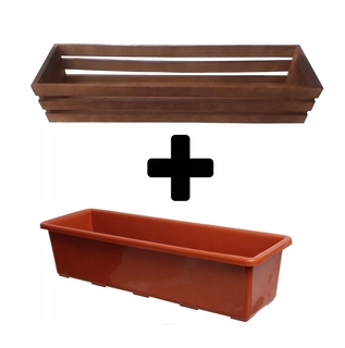 Kvetináč na terasu - Drevený box pre balkónový orech 60 cm + príspevok