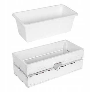 Kvetináč na balkón - Kvetináč WoodBox 41,5 cm x 19 x 15 cm biele drevo