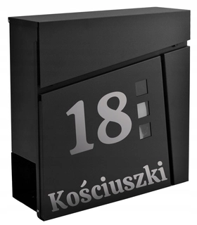Čalúnenie dverí - Čierna poštová schránka Johan s nápismi