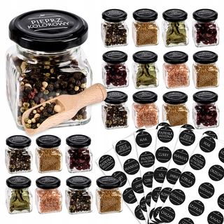 Poháre na med - Sada dóz s etiketami na korenie SuperBottles 120 ml, 20 kusov