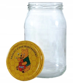 900 ml dóza + viečka - 0,9 l medu - 66 ks!