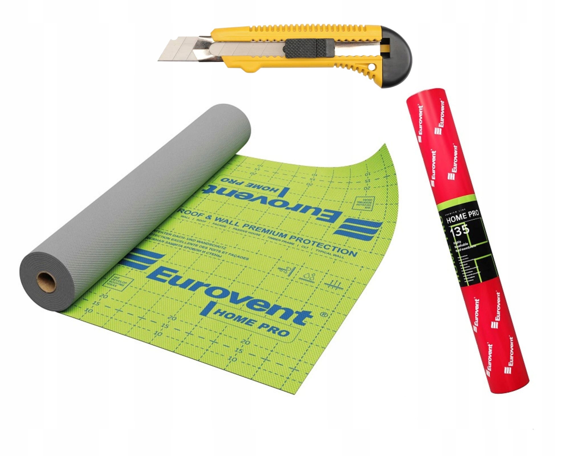 Eurovent izolačná fólia 50 x 1,5 x 0,5 mm 135 g/m² + ČEPEĽOVÝ Nôž S lámacou čepeľou 18MM UNIVERZÁL