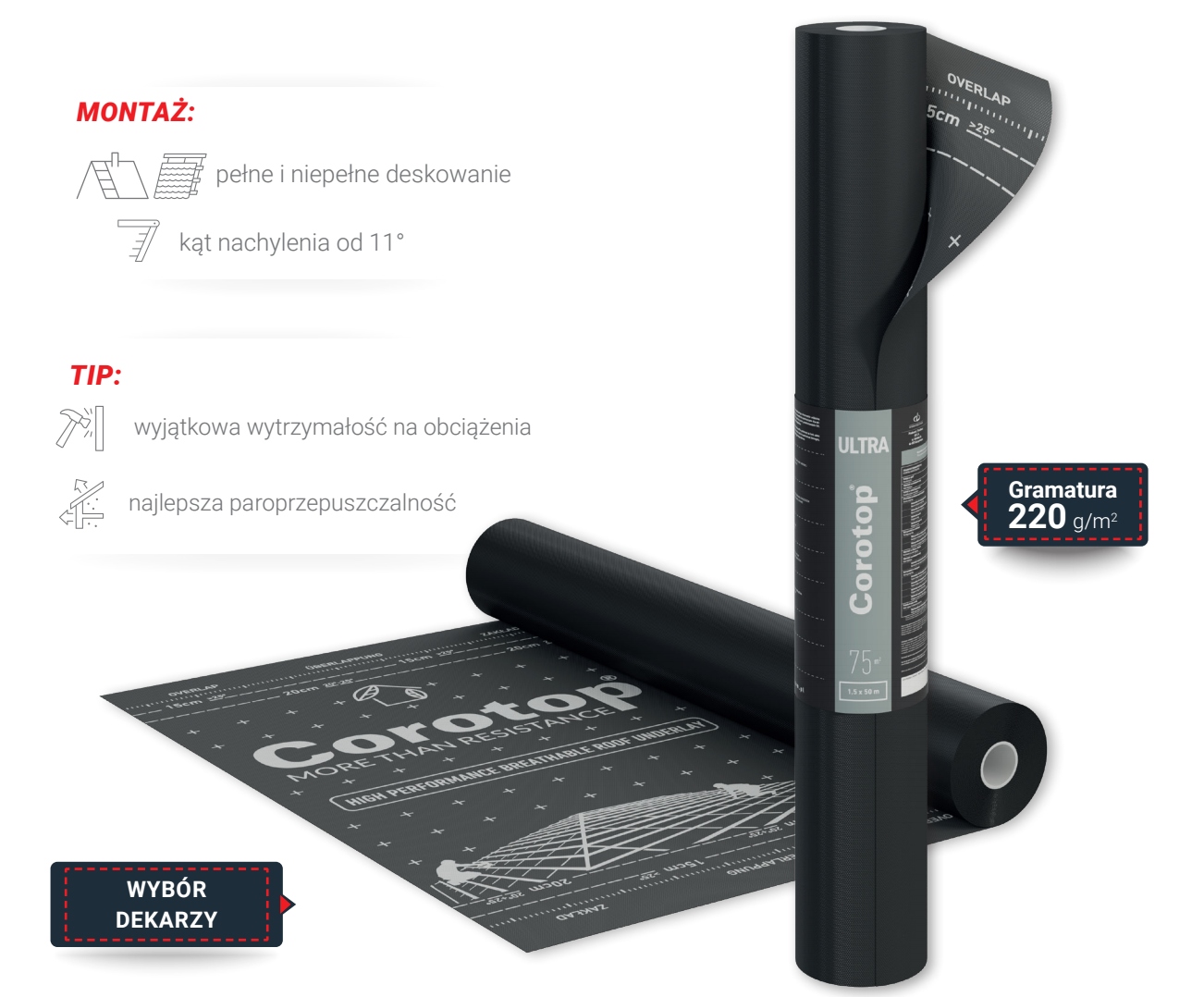 Strešná membrána Corotop Ultra 50 x 1,5 x 0,75 mm 220 g/m²
