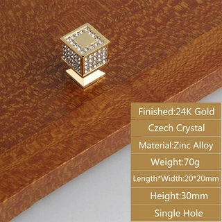 Kľučka dverí - Super Bright 24K Real Czech Gold Crystal D