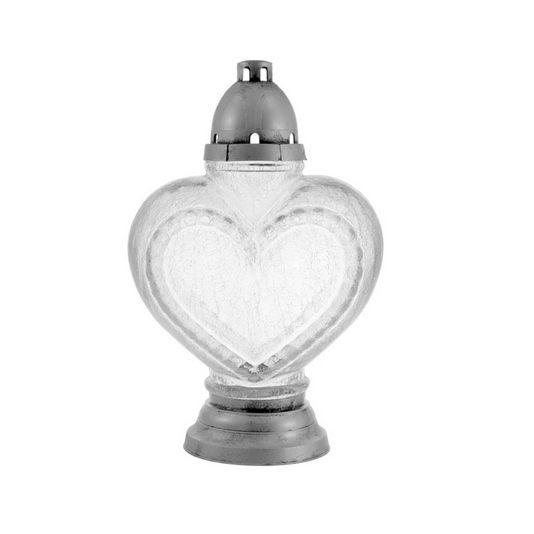 Tradičná a Elegantná Sklenená Svietniková Lampa Srdce Srebrná ZP7503-J-MR