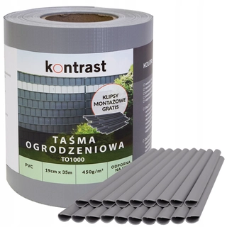 Pletivo, sieť - Kontrastná páska na oplotenie 35 m x 19 cm so sivými sponami