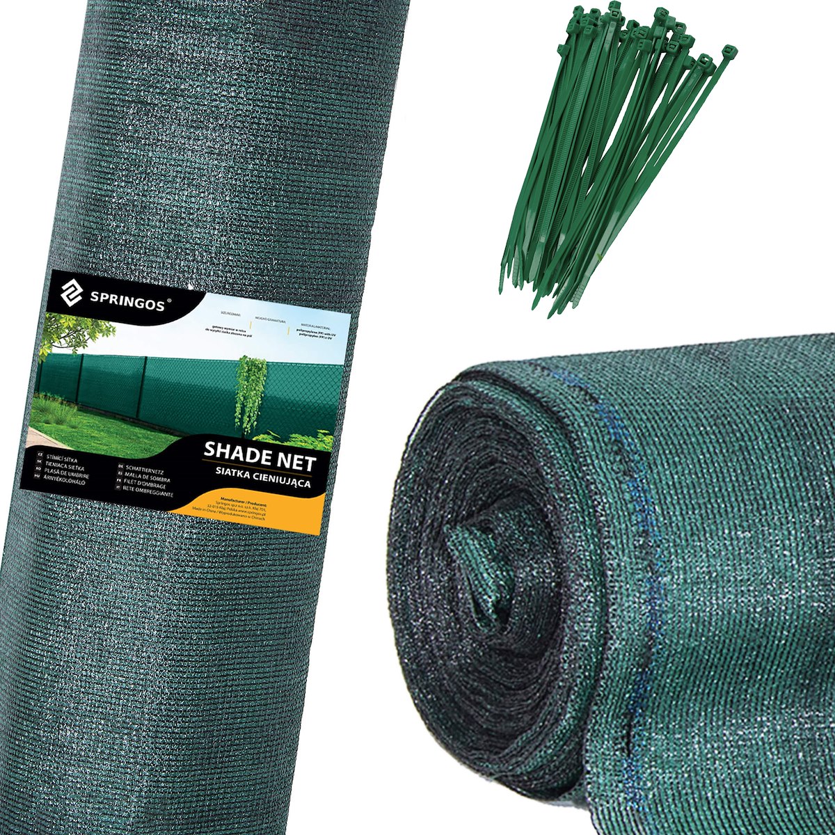 Springos SN0028 tieňová sieť 1,2 x 25 m zelená