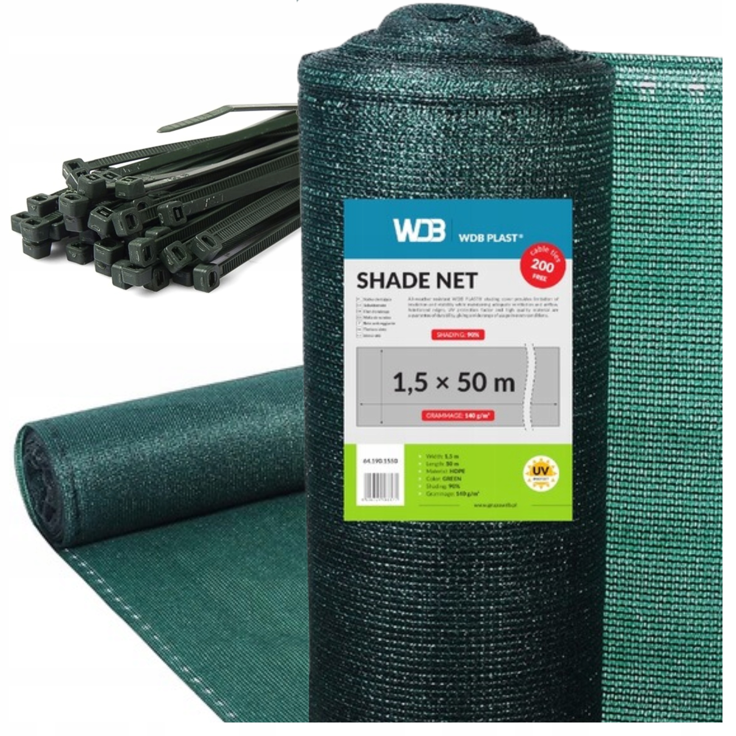MASKÁCIA TIEŇOVACIA SIEŤKA 90% ZELENÁ 1,5x50 140