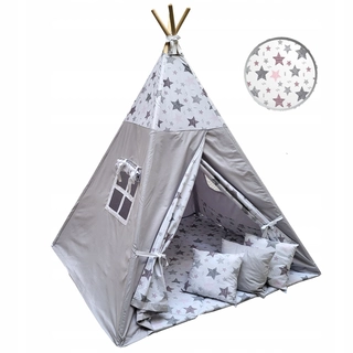 Stan, domček pre deti - TIPI stan pre deti s podložkou a vankúšmi TEEPEE vigvam darček CE