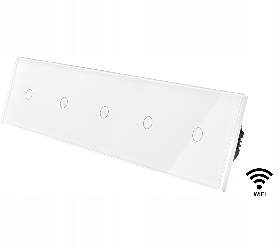 SKLENENÝ DOTYKOVÝ SPÍNAČ 5P WIFI TUYA BEZ N