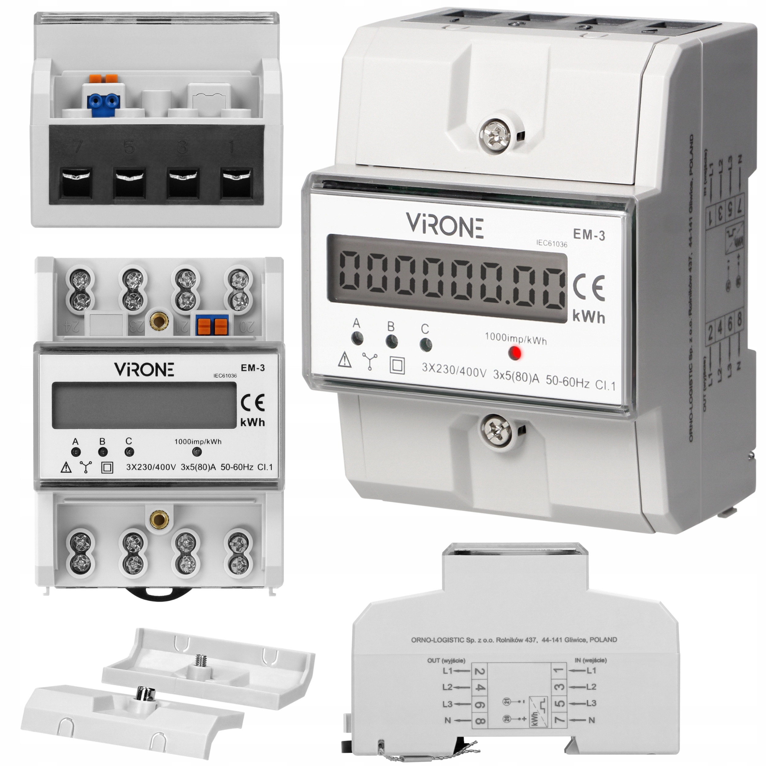Virone 400 V IP20 80 A počítadlo