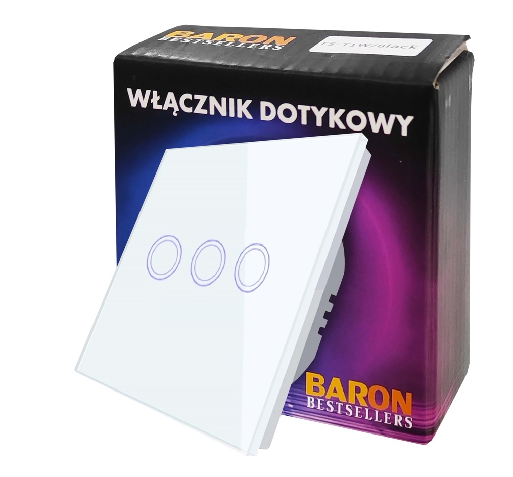 Trojitý dotykový spínač, pod omietku BarON white 3GWHITE