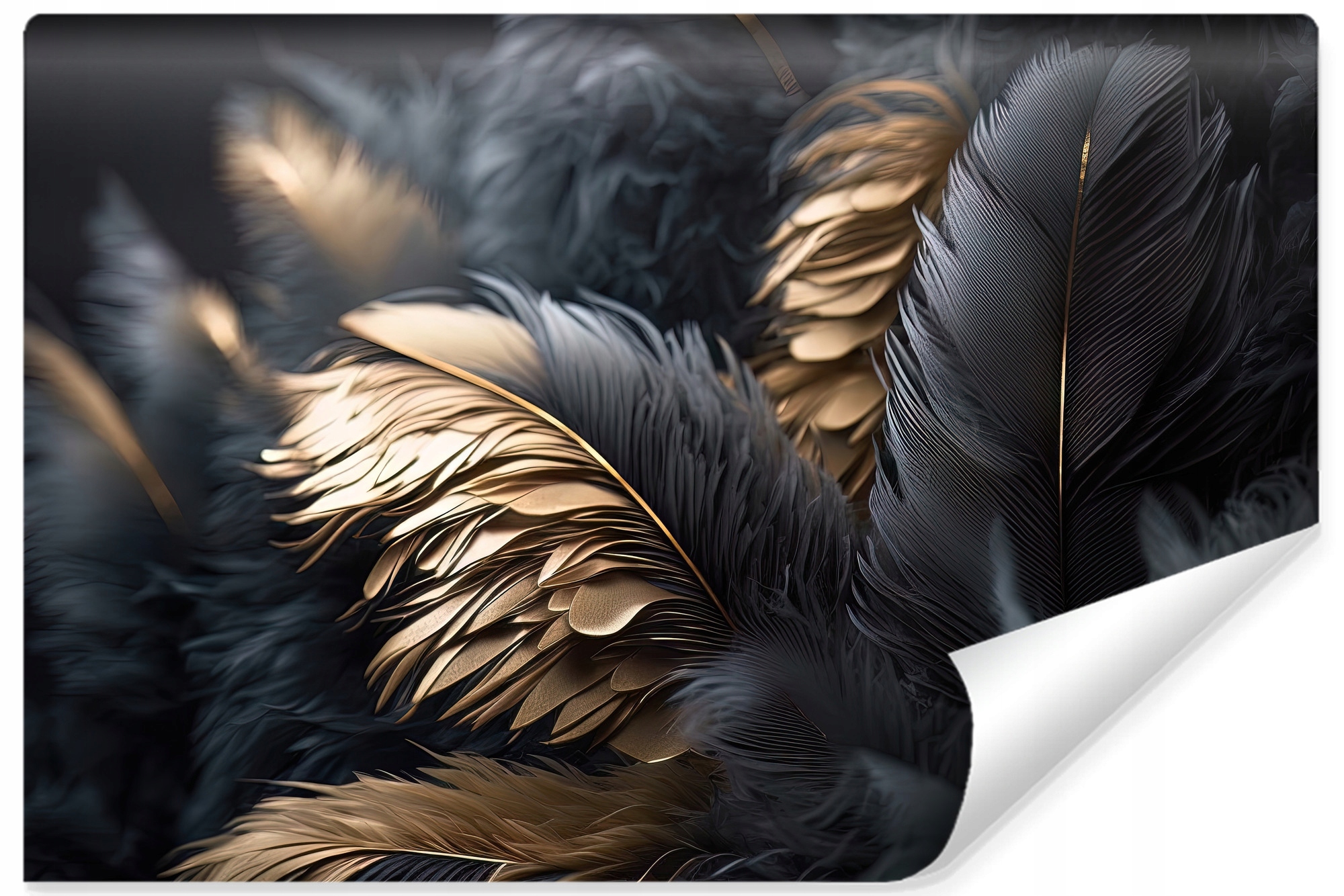 Fototapeta Čierne a zlaté pierka 3D efekt Glamour style Abstrakcia 450x300