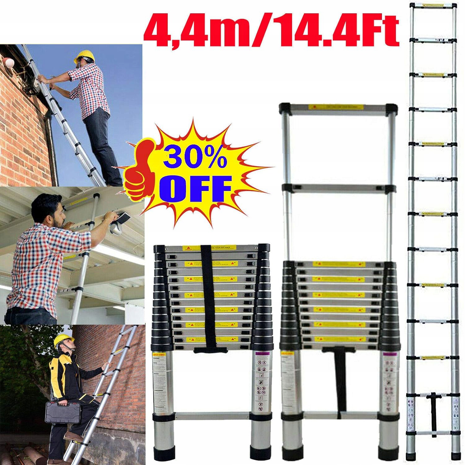 Rebrík 4,4 m hliníkový 14 až 150 kg